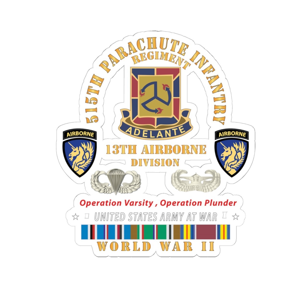 Kiss-Cut Stickers – Army – 515th Parachute Infantry Regiment – DUI – 13th Airbor