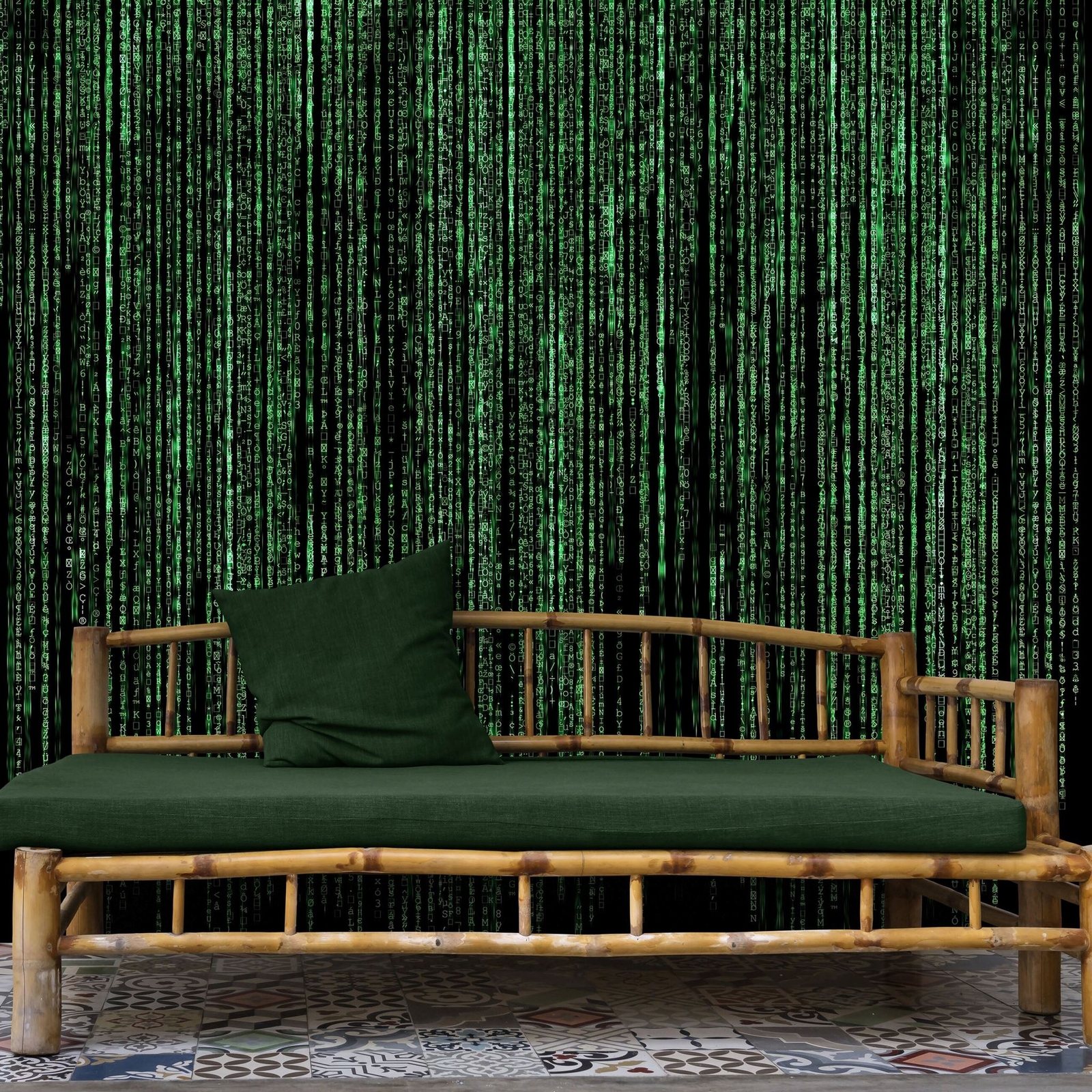 Computer Matrix Style Lines of Code Wall Mural. Science Fiction Decor. #6430