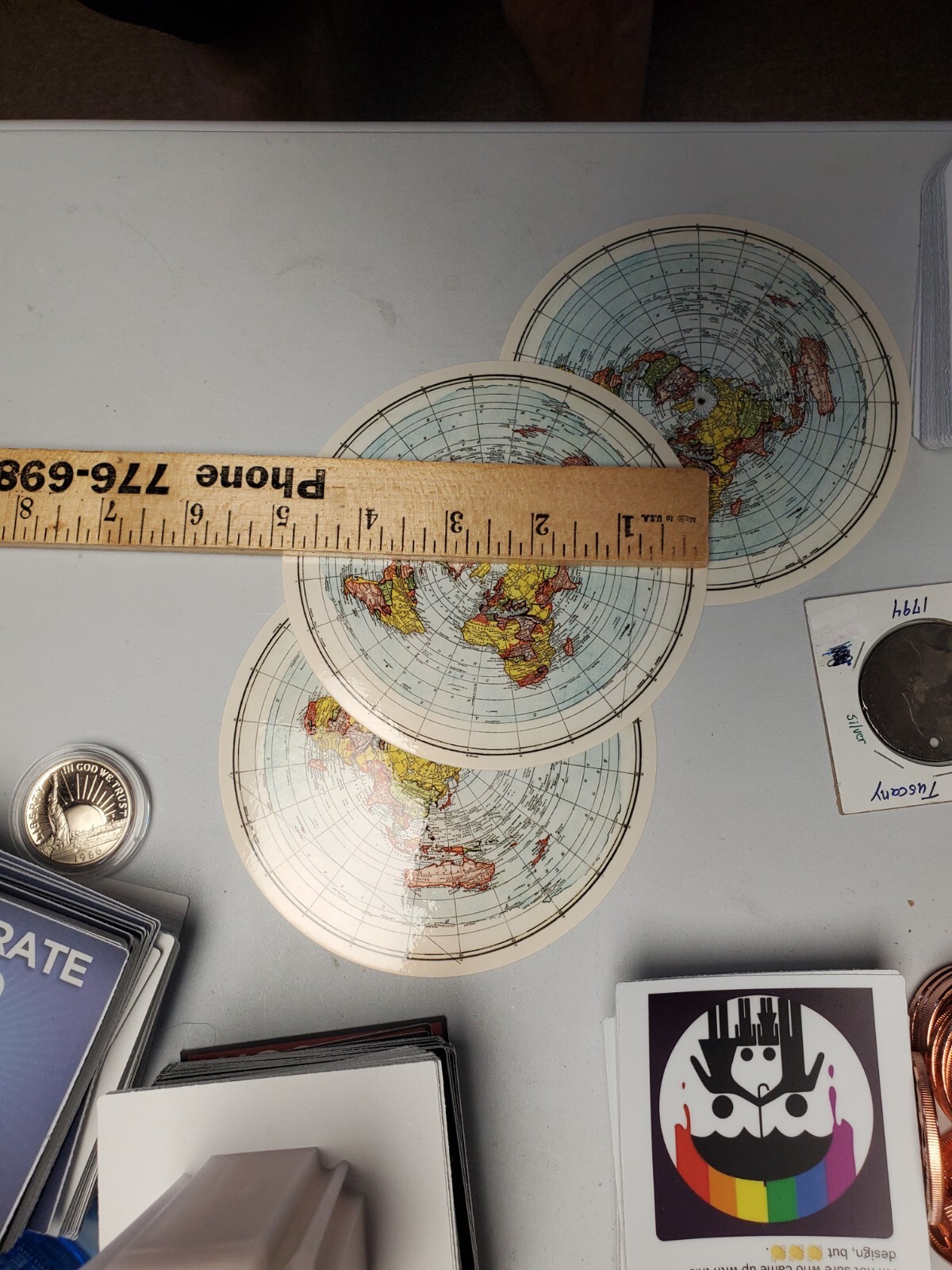 FLAT EARTH 🌎 MAP STICKER 5 inches in diameter