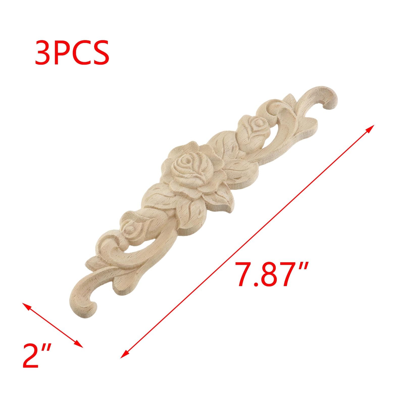 Wood Carving Decal Rose Wood Appliques Furniture Cabinet Decoration Onlay App…