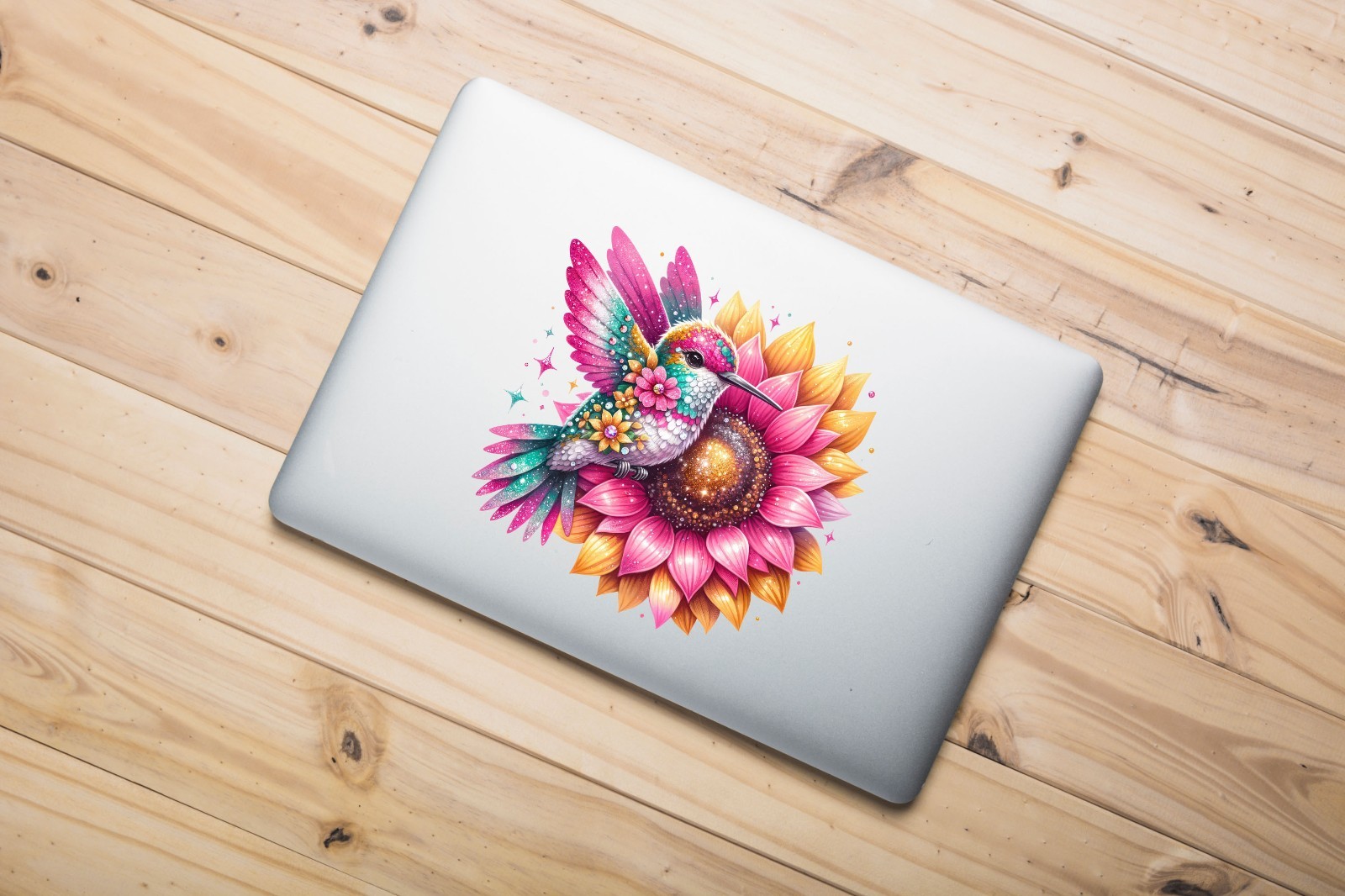 Flower Hummingbird and Sunflower UV DTF Transparent Sticker / Decal
