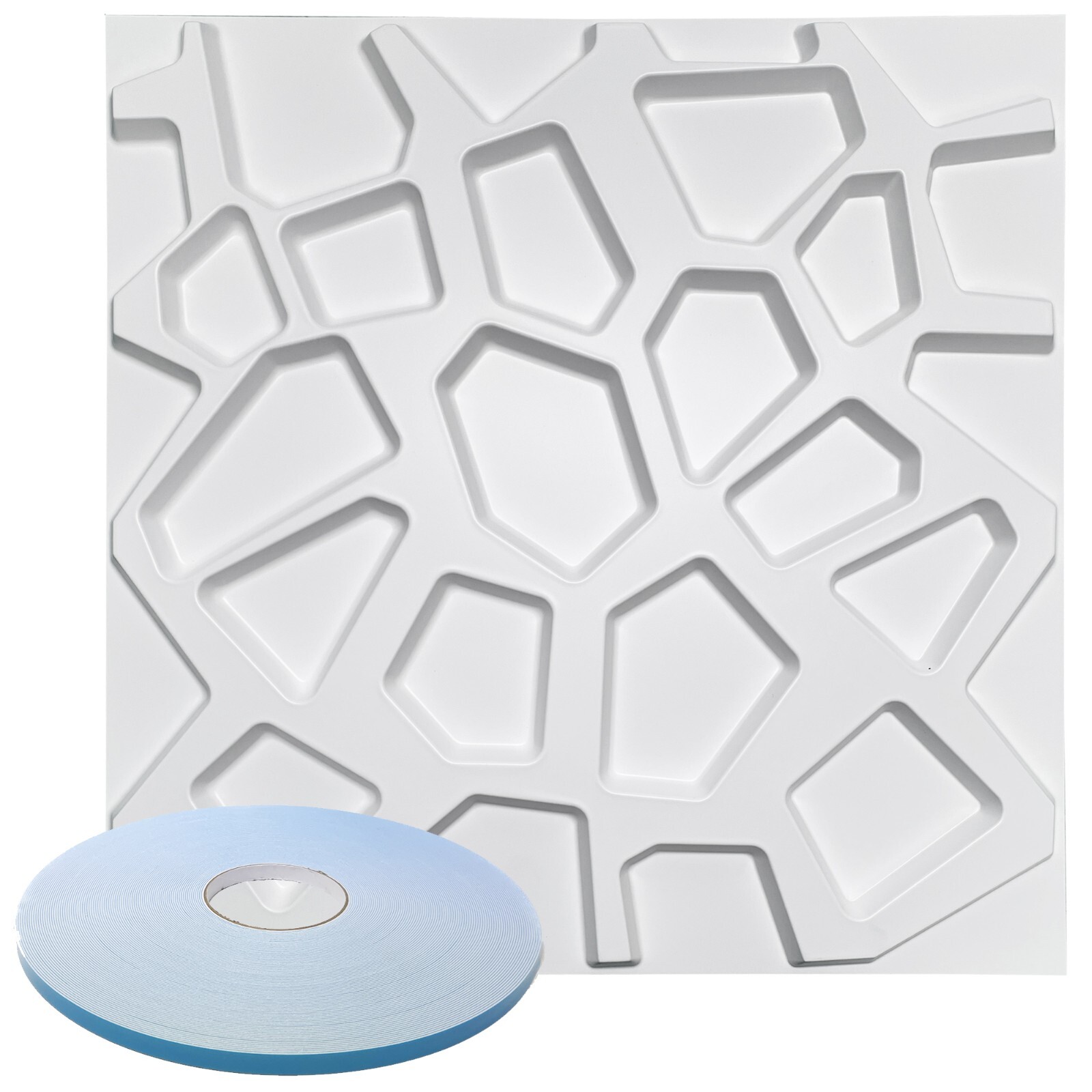 Star Textured Premium PVC 3d Wall Tile Panel 19.7" x 19.7" Pack of 12 White