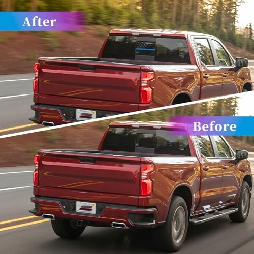 2 Pack Rear Middle Window American Flag Decal for Chevy Silverado/GMC Sierra