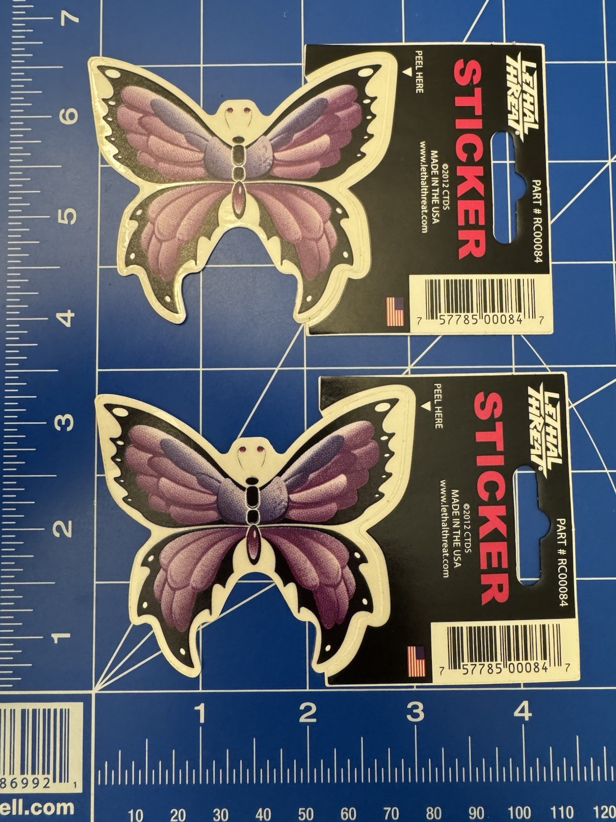 Purple Butterfly Colorful Vinyl Art Sticker Lot 2 USA MADE 2012 Novelty