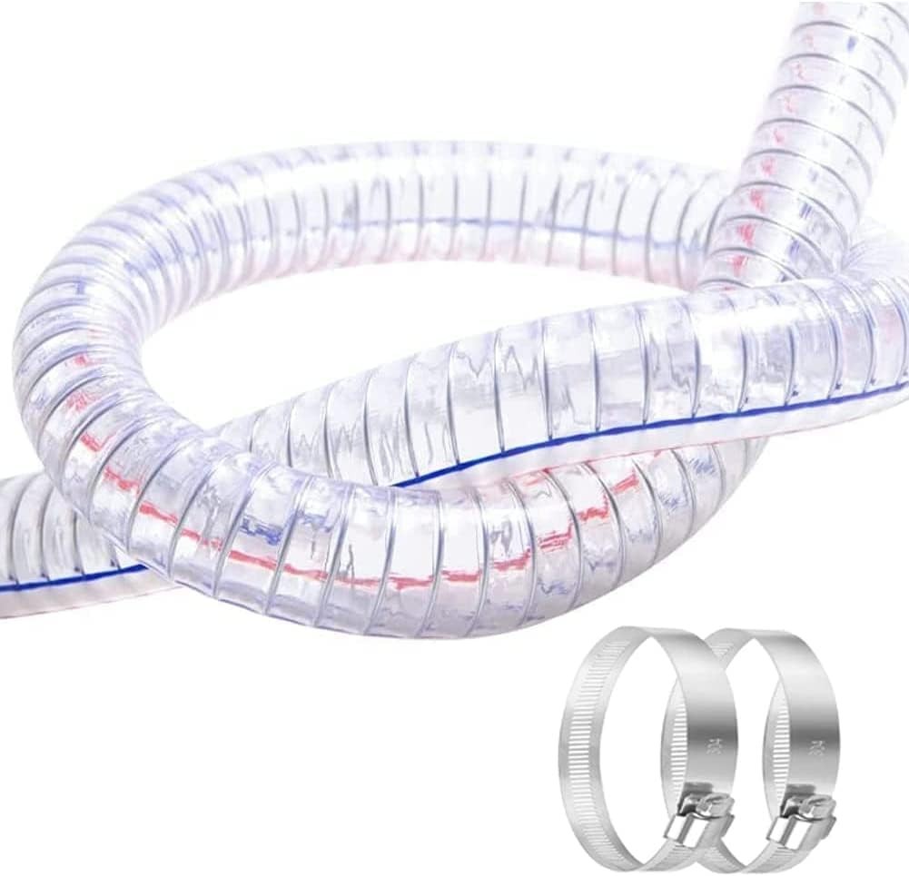 1-1/2" ID X 1-3/4" OD, 3FT Length Steel Wire Hose PVC Vacuum Tubing (With 2 Stai