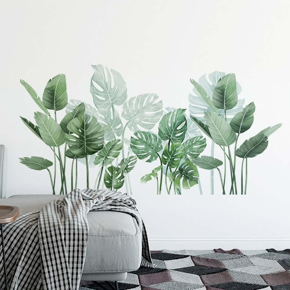 Boho Tropical Plants Wall Decals for Living Room, Natural Palm Tree #72