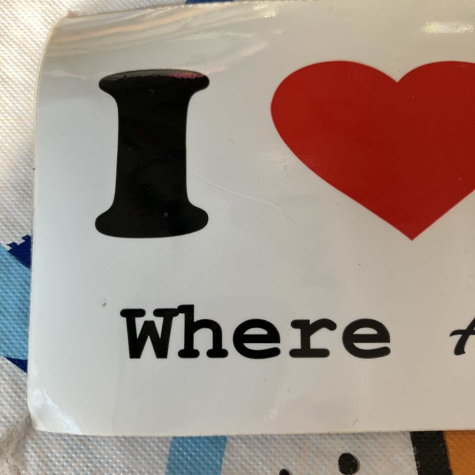 New I Love Guam Black & White Bumper Sticker With Small Pin Hole & Red Heart