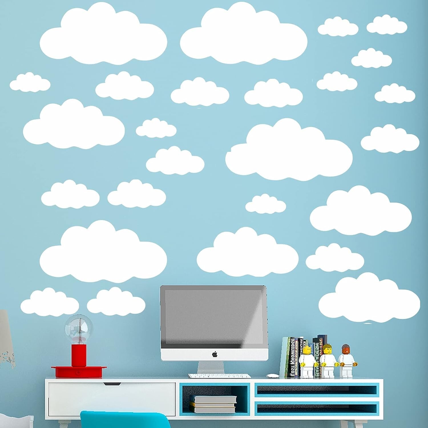 31 PCS Large Cloud Wall Decals Vinyl Sticker Self Adhesive Wallpaper For Bedroom