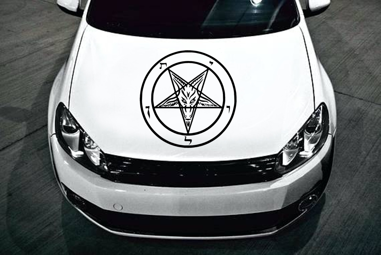 Pentagram Die Cut Vinyl Sticker – Occult Baphomet Car Decal Satanic Satan Skull