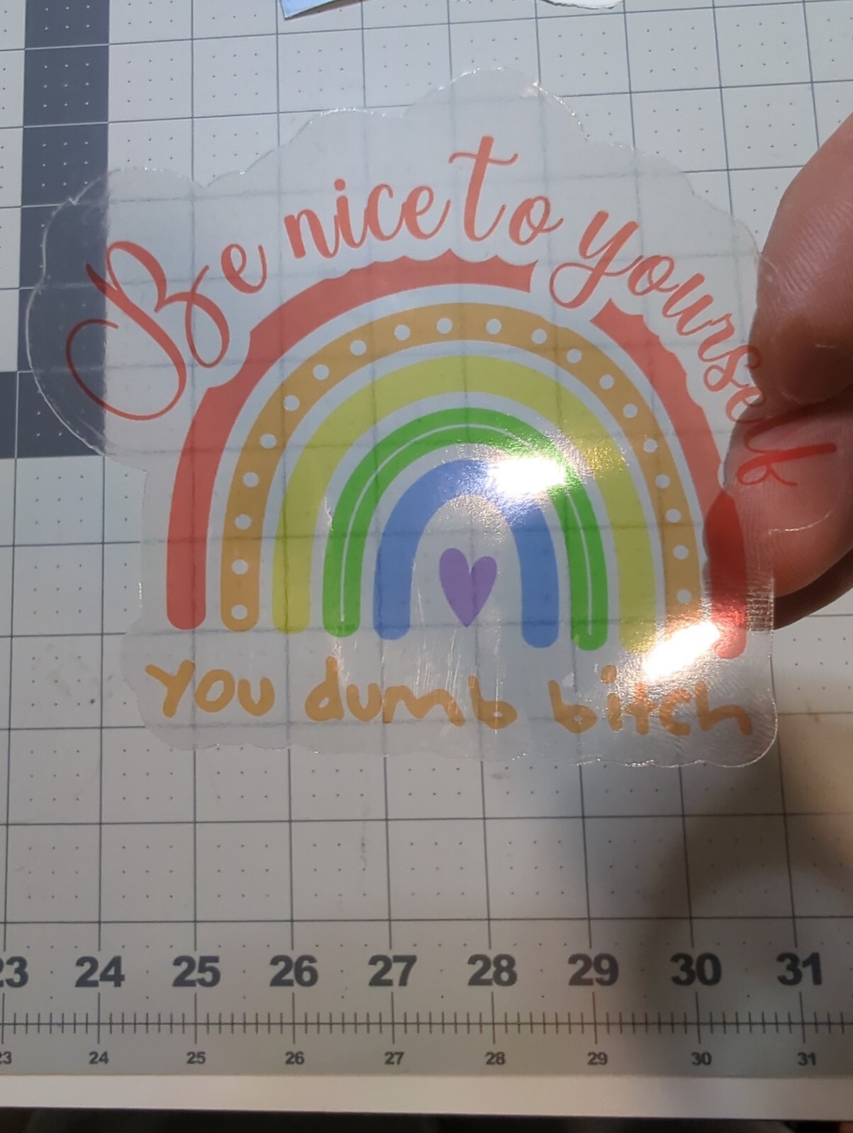 'Be nice to yourself / you dumb b*tch' 3×4" vinyl sticker choose clear or white