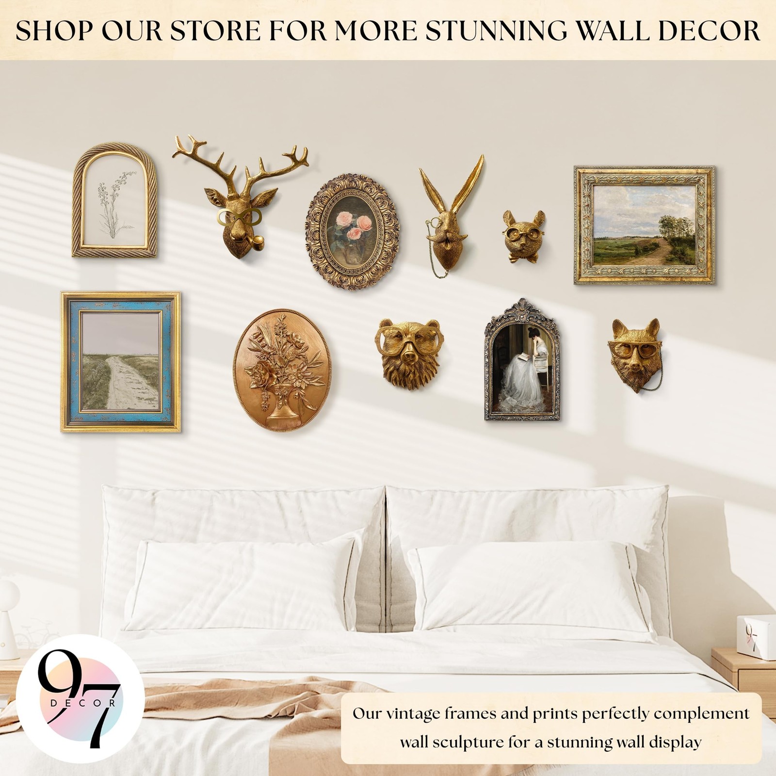 97 Decor Vintage Wall Sculptures For Living Room – Gold Vintage Wall Decor, O…