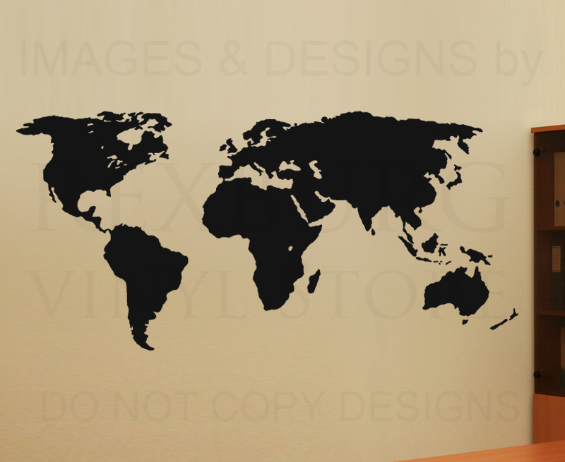 World Map Large Office Playroom Classroom Wall Decal Vinyl Sticker Art Decor G52