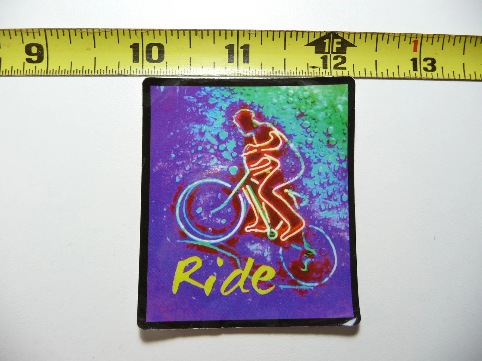 BIKE BICYCLE RIDER NEON STYLE SMALL STICKER DECAL COLORFUL FUNNY