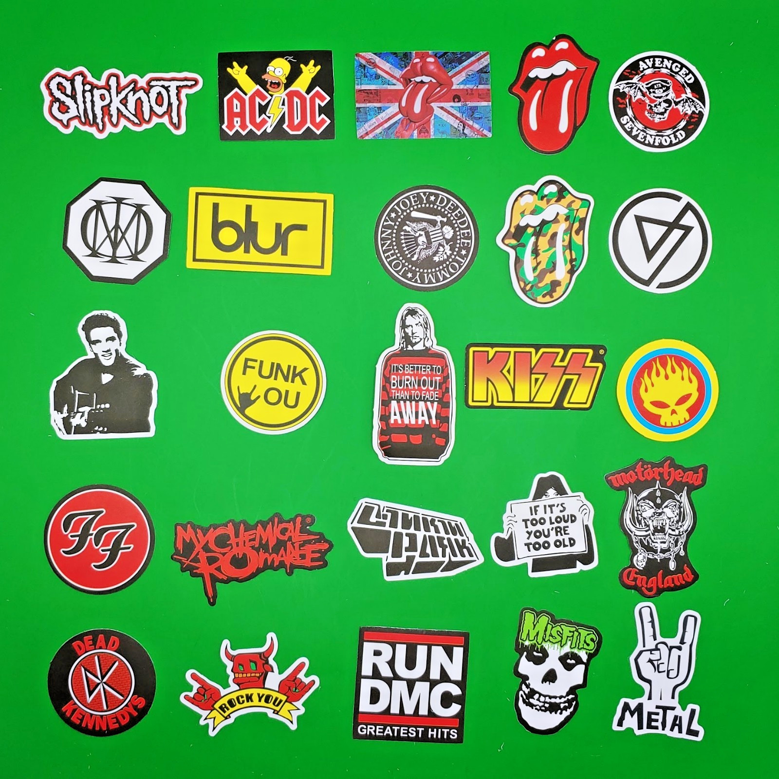 100 Pcs Classic Rock Band Sticker Pack Vinyl Decal Heavy Metal Grunge Aesthetic