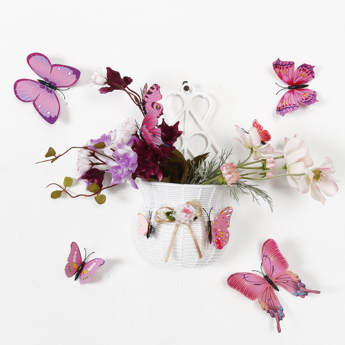 12pcs 3D Butterfly Wall Stickers Decal Stickers for Room Pink