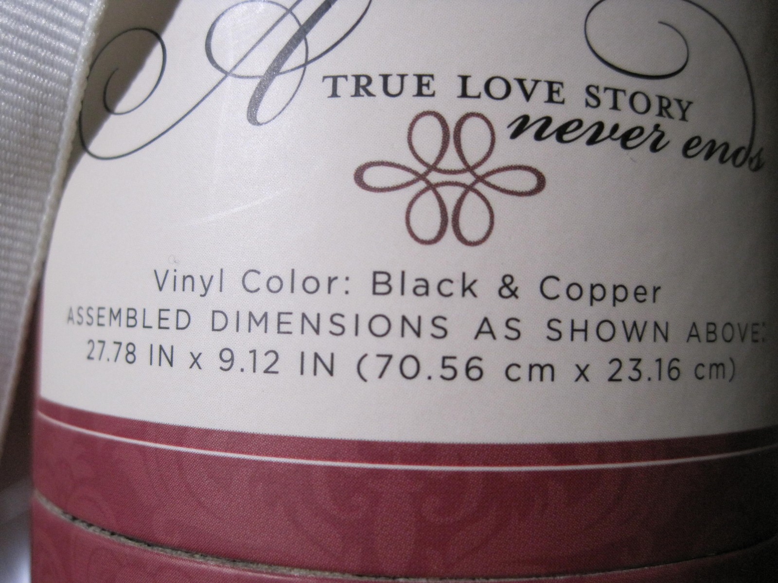 NEW DESIGNER WALL LETTERING DECAL 'A TRUE LOVE STORY NEVER ENDS' 28 X 9 INCHES