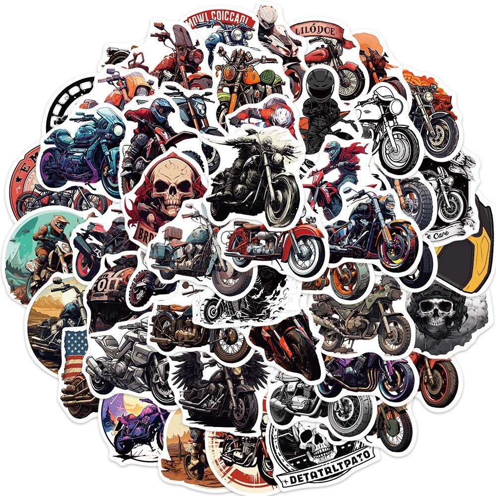 10 Random Classic Motorcycle Stickers Retro Automotive Laptop Hydro Yeti Decals