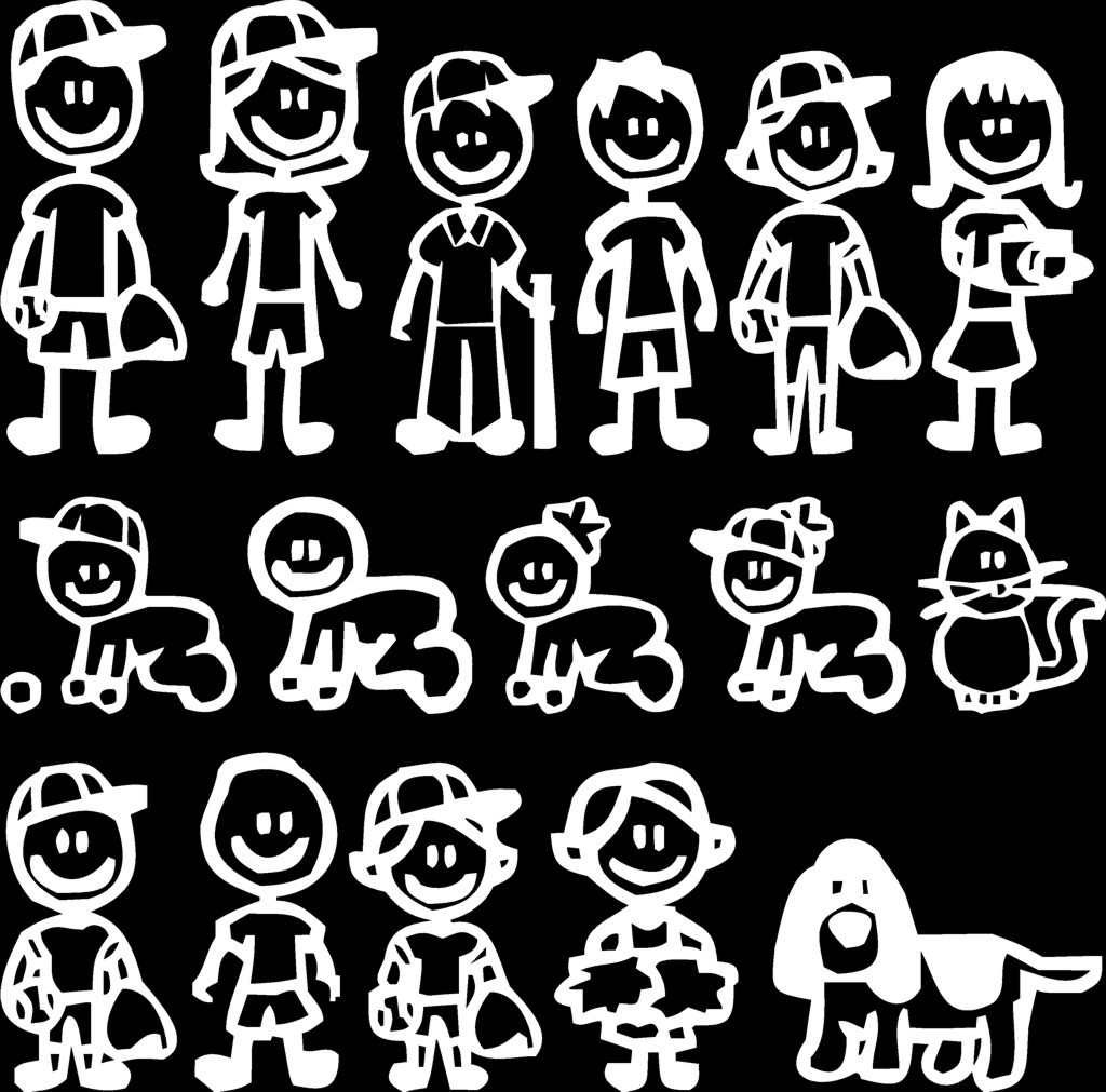 Set of 16 Stick Family Group E Vinyl Decal Sticker Car Window Wall