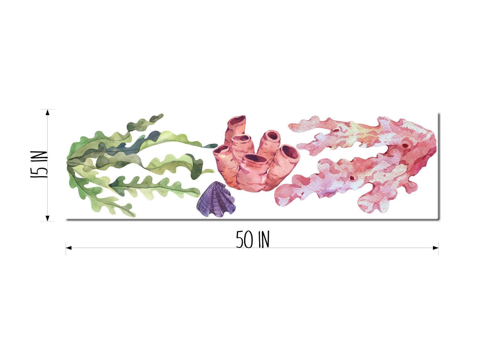 Seaweed & Coral Fabric Wall Decal Set of 9 Wall Art Stickers Ocean Nursery Decor