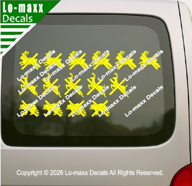 Deer Rabbit Raccoon Kill Markings Die Cut Vinyl Decal Hunting Truck Car Sticker