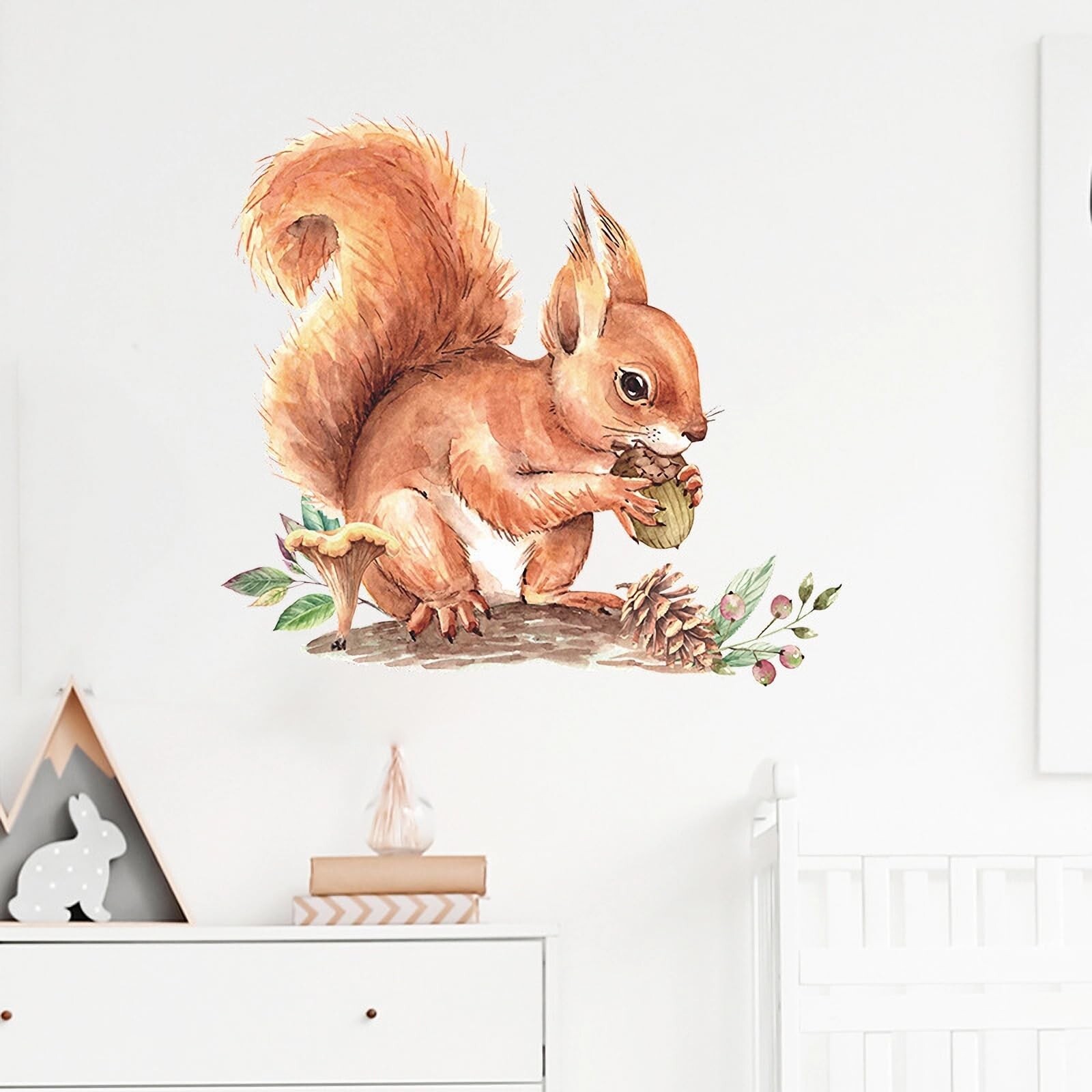 Cute Baby Squirrel Pinecone Wall Stickers, sacinora Cartoon Little Animal Wal…