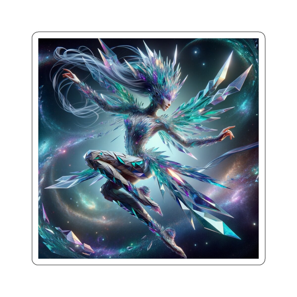Sticker Spectral Shard Dancer Ethereal Light Cosmic 2×2 3×3 4×4 6×6