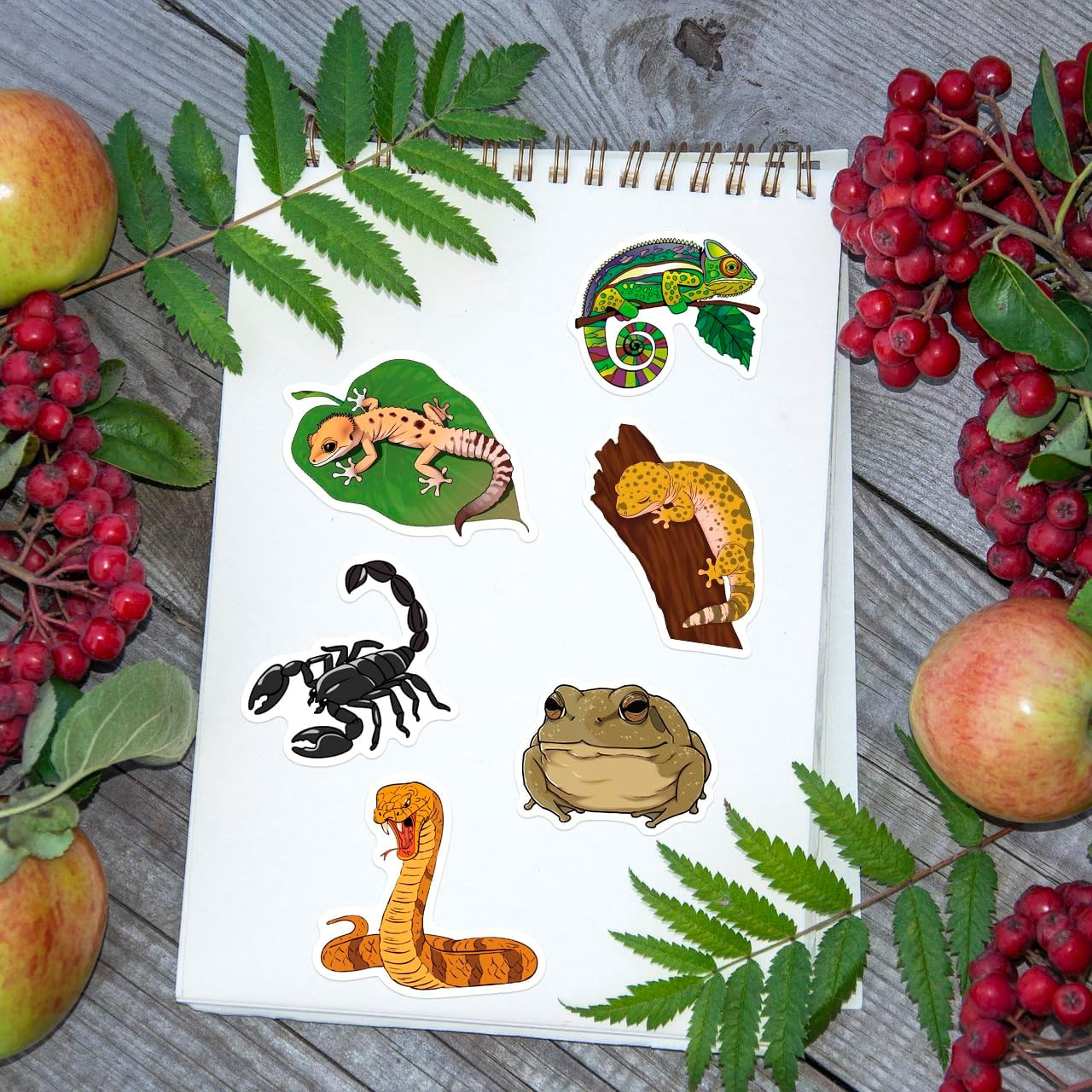 50pcs Reptile & Amphibian Stickers – Waterproof Vinyl Lizard, Gecko, Frog, Snake