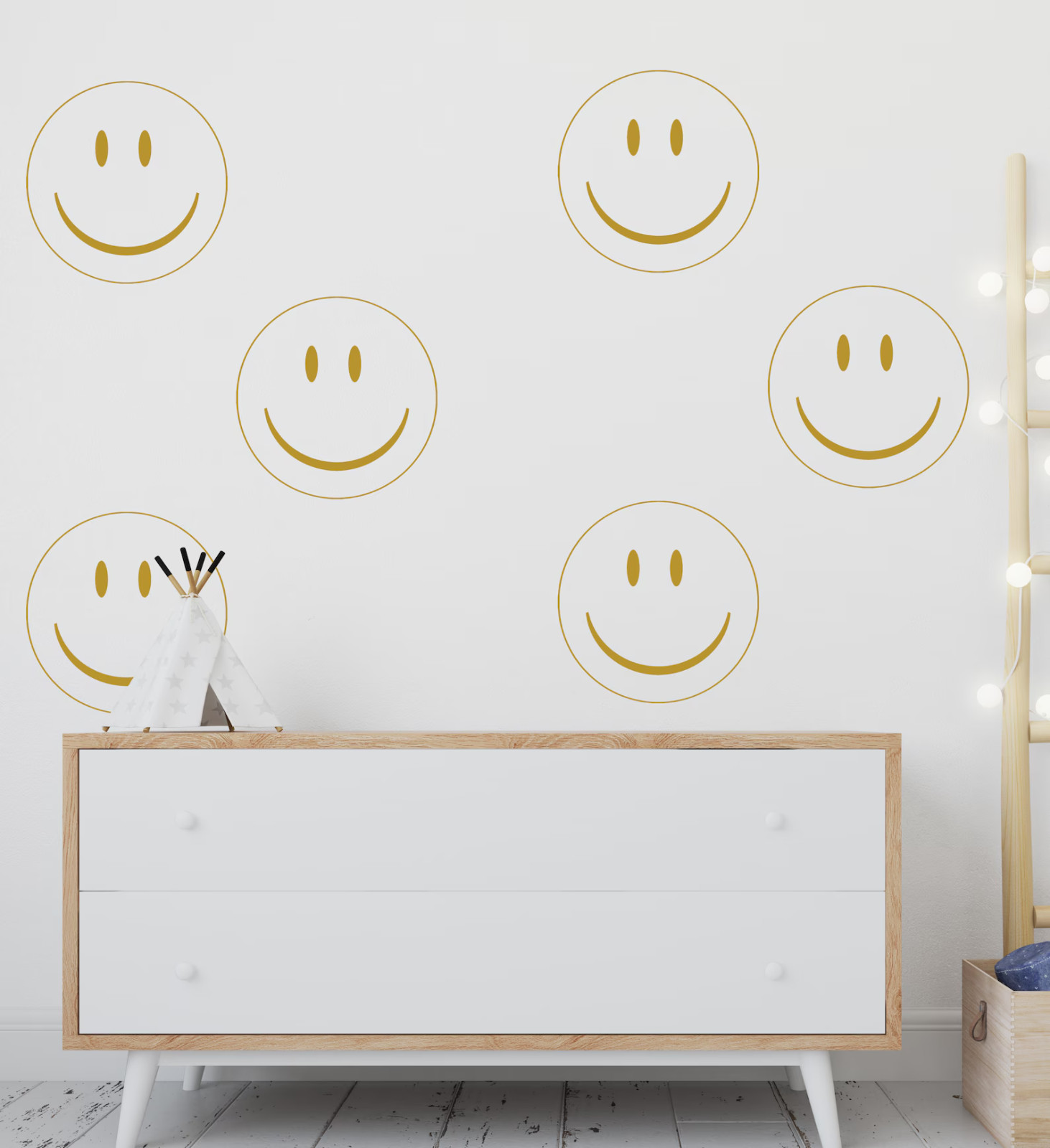 Smiley Face Wall Decal Vinyl Wall Sticker, Great for Playroom Nursery Decor 6pc