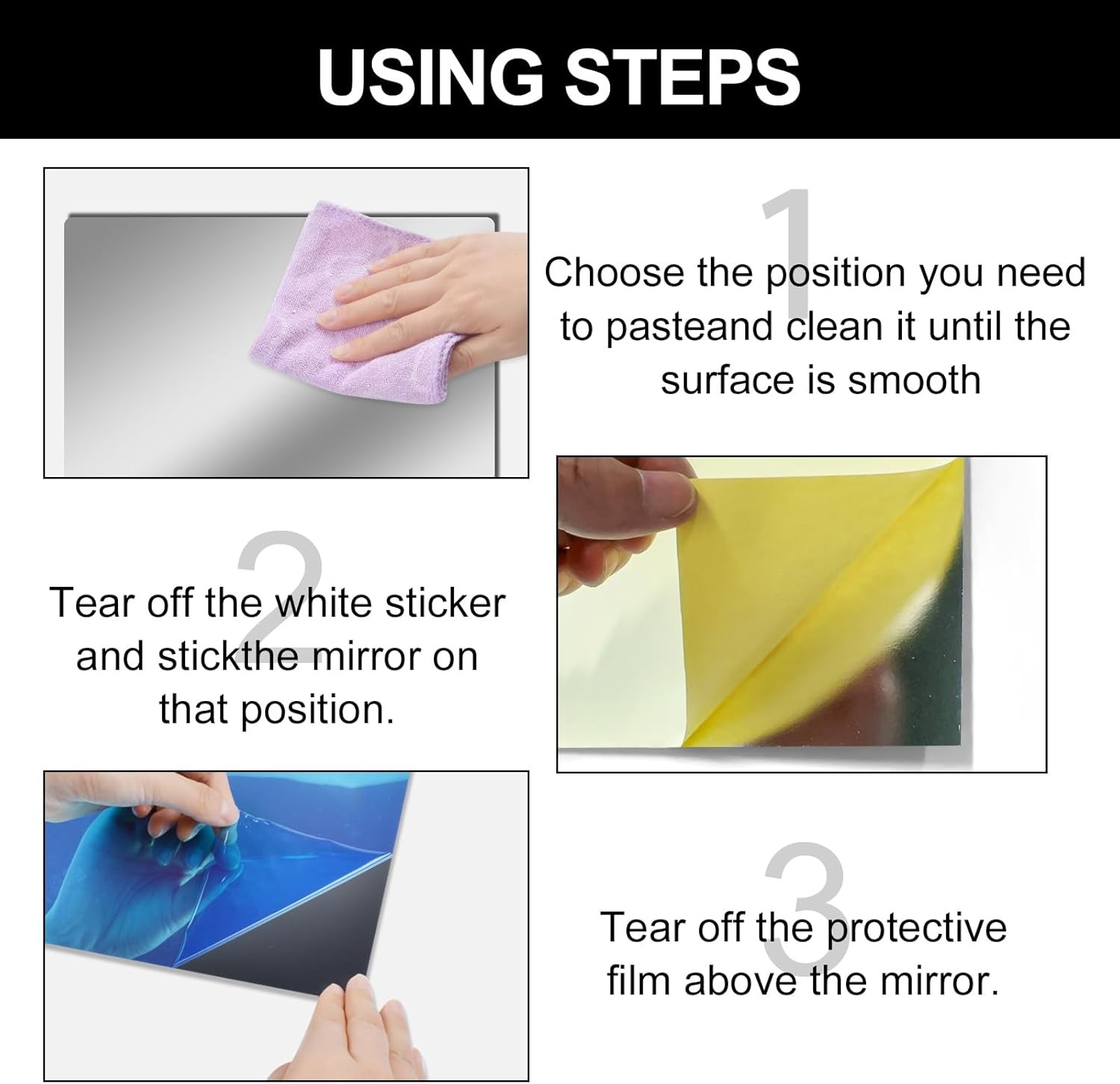 12" x 12" Acrylic Flexible Mirror Sheets, 12 Pack Self-Adhesive Mirror Tiles, Sq