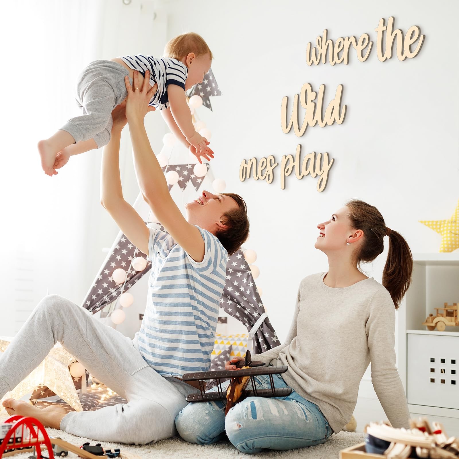 5 Pcs Playroom Wall Decor 15.4" x 18" 3D Where The Wild Ones Play Nursery Sig…