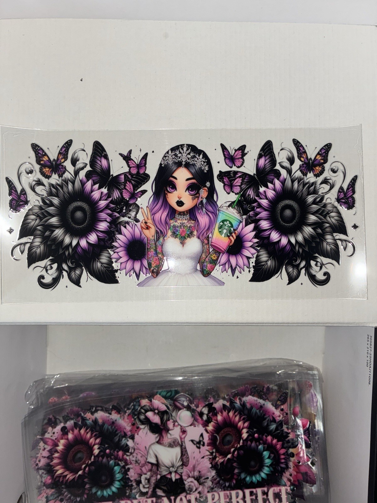 UV DTF Lot Multicolor Floral Girl with Sunflowers Horizontal