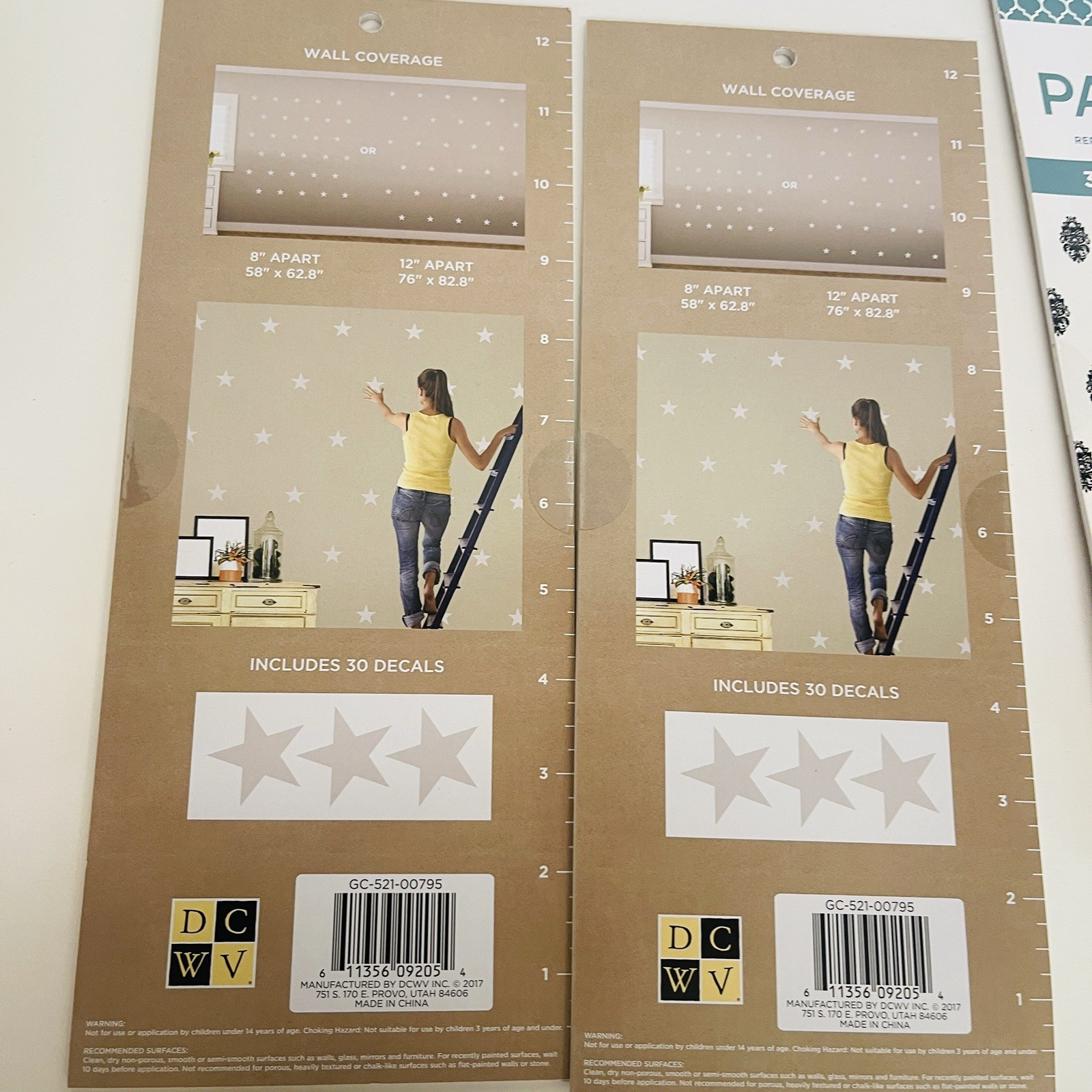 DCMV 2 Patterns Wall Decal, Reusable, 60pcs Each Pattern, 4 Sets Included