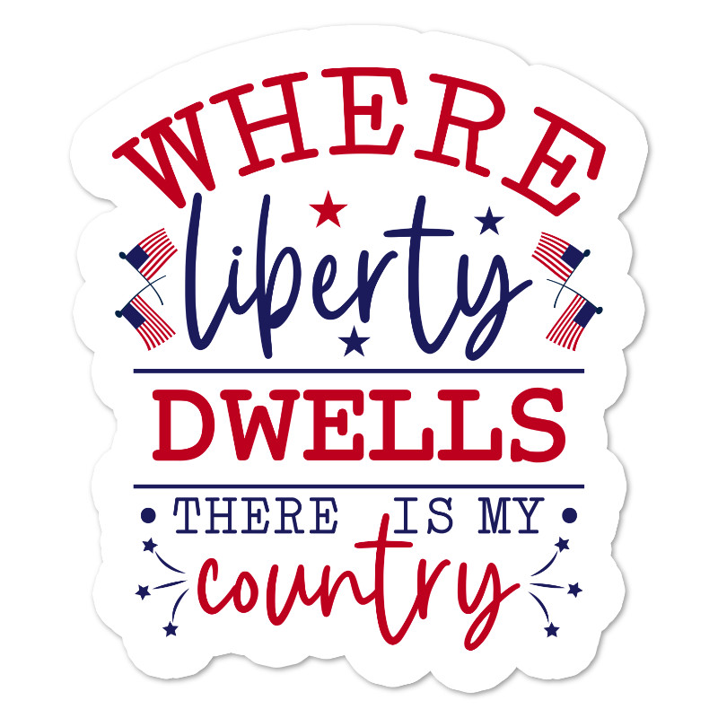 Liberty Patriotic Vinyl Sticker, Water Resistant, Scrapbook, Laptop Water Bottle