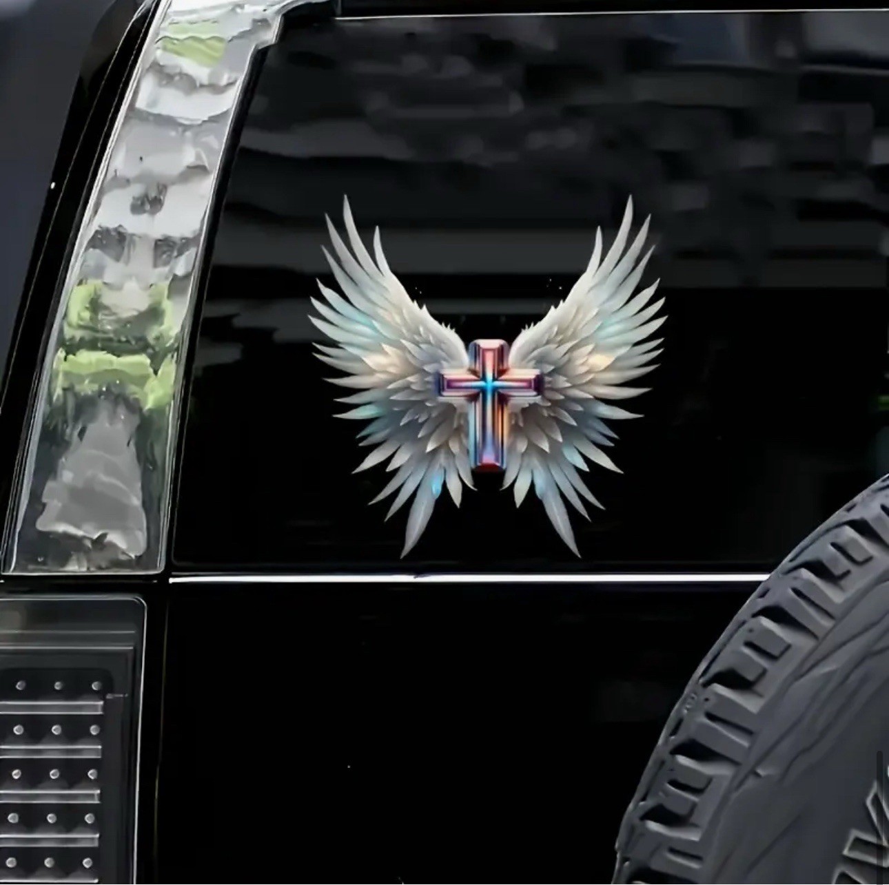 PRISM Cross Wings Angel Vinyl Decal Sticker 6”INCH Christian Religious God Jesus