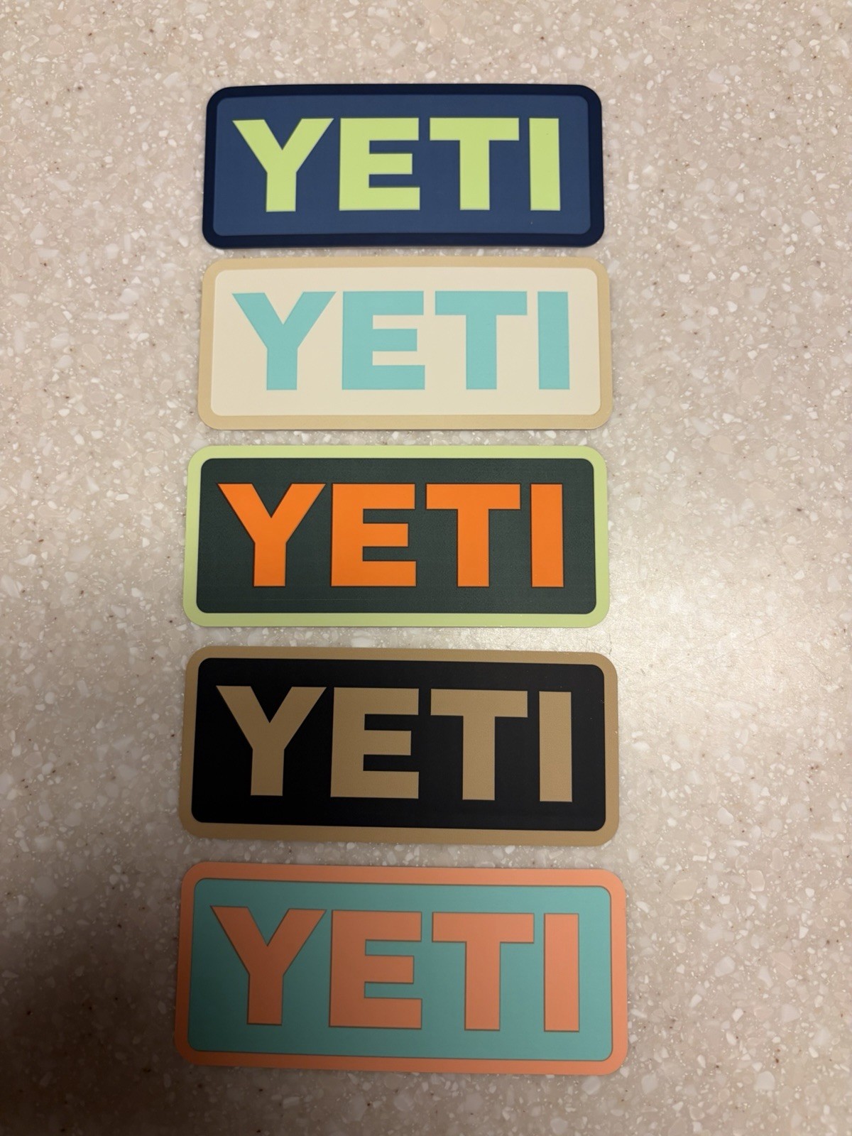 Lot of 5 Yeti Logo Rectangular Stickers 2” X 4” New