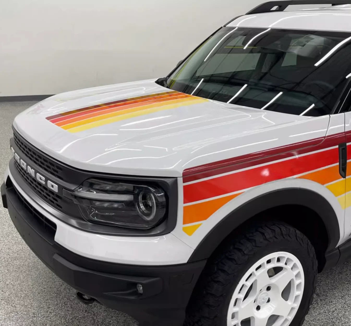 Aftermarket Retro Sunset Stripe Decal Kit for Ford Bronco Sport | Hood & Waist L