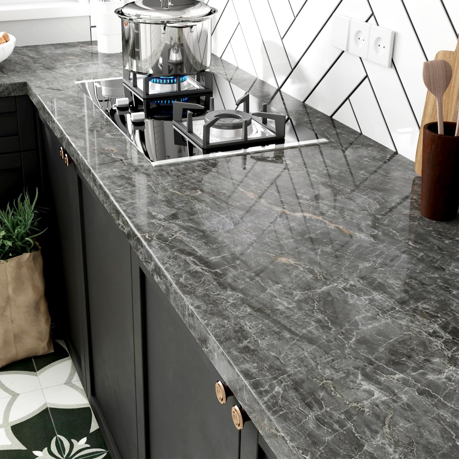 Grey Marble Contact Paper for Countertops Waterproof Marble Peel and Stick Wa…