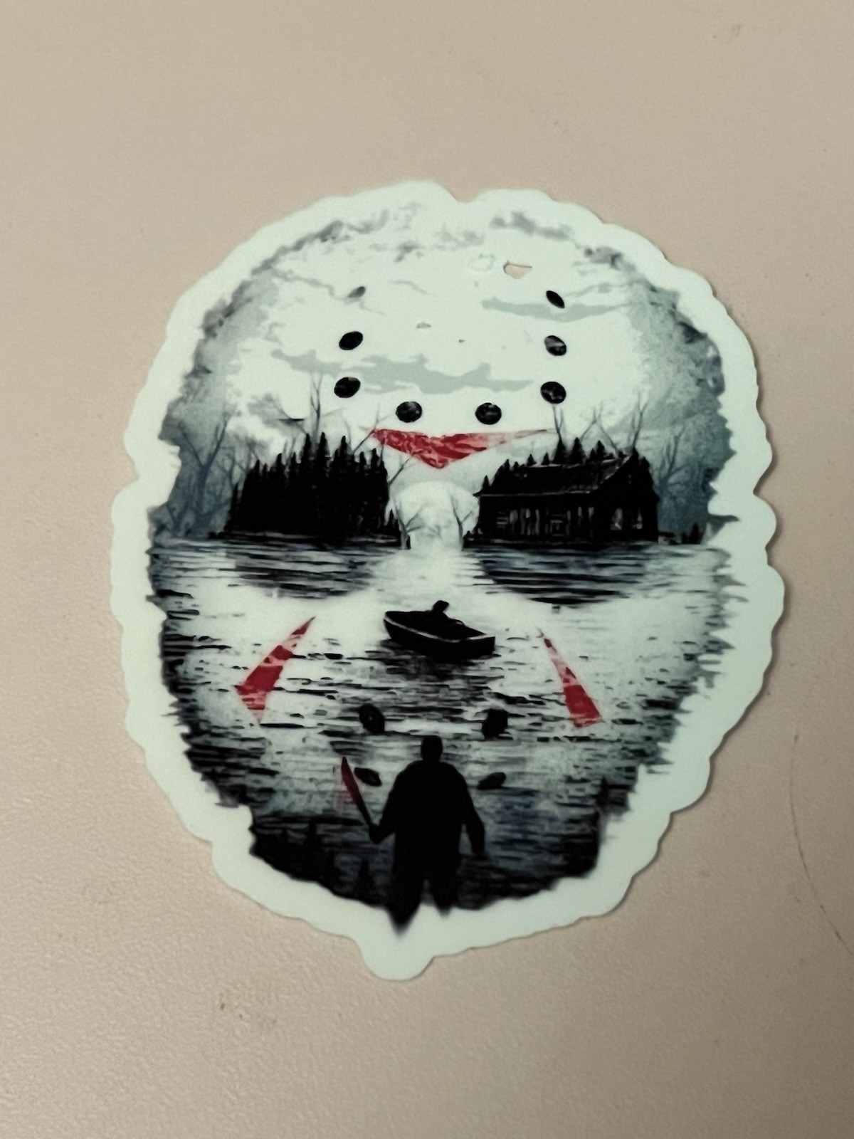 Jason Voorhees Mask Friday the 13th Horror glow-in-the-dark 3 Inch Vinyl Sticker