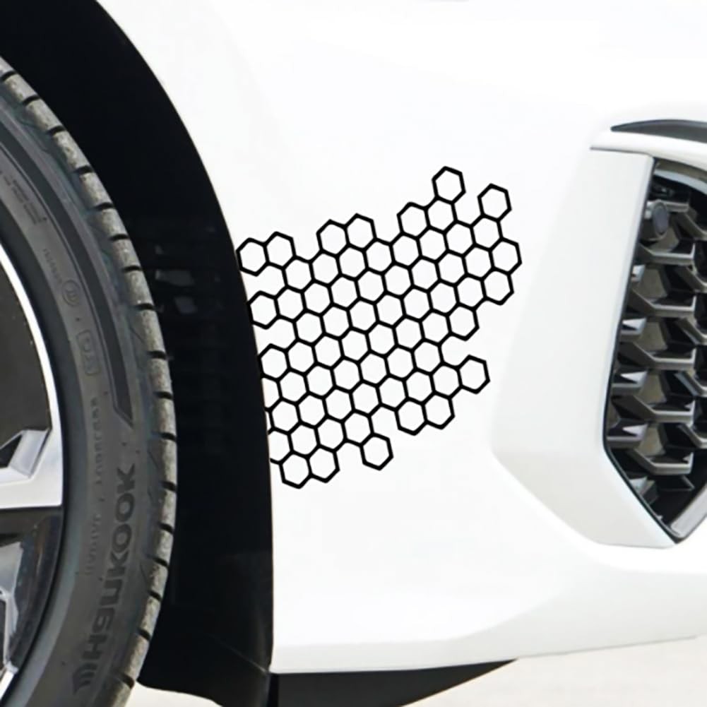 Honeycomb Hexagon Car Vinyl Decal Sticker for Door, 6.06" x 4.80", Black