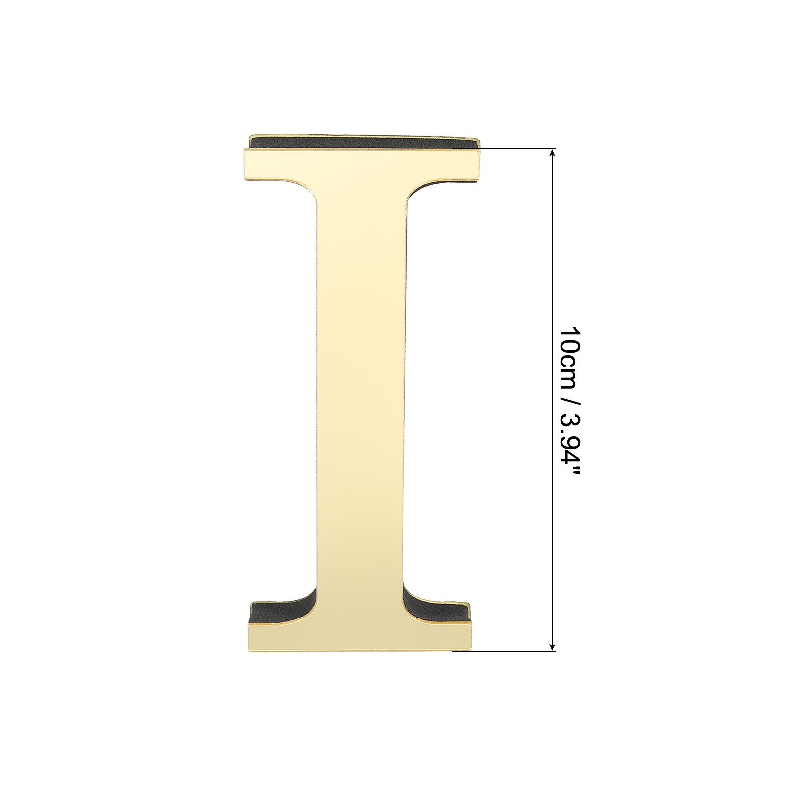 3D Acrylic Alphabet Mirror Wall Sticker Letter I Self-Adhesive Light Gold DIY
