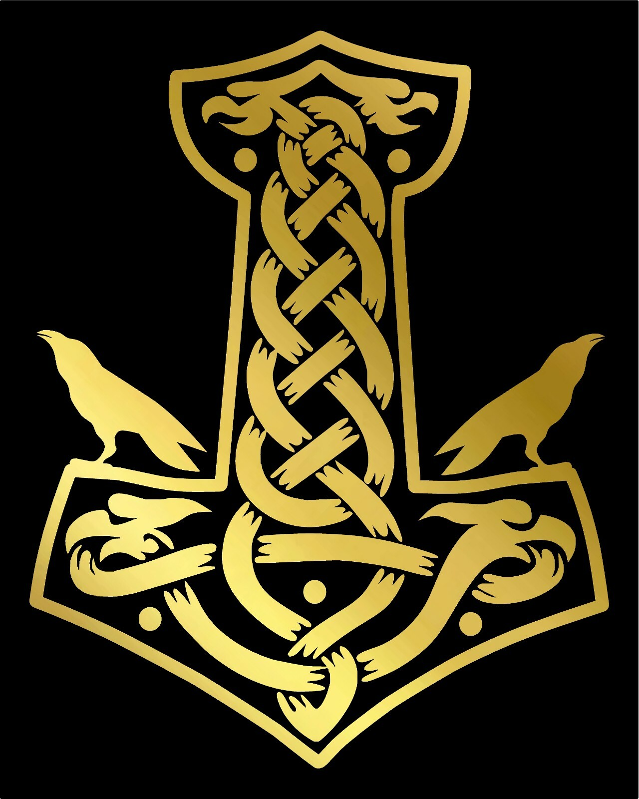 Thor's Hammer Decal with Ravens Mjolnir Viking Nordic car laptop vinyl sticker