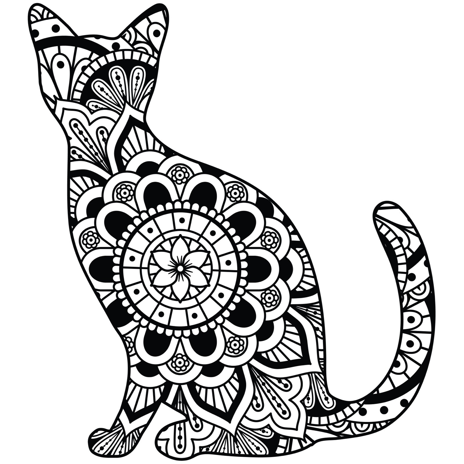 Mandala Cat Sticker Design Beautiful Kitten Kitty Meow Lady Pet Cute (4 Inch)