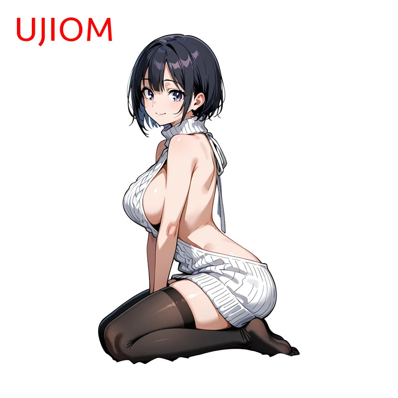 UJIOM Alluring Girl Anime Figure Wall Sticker Amusing Creative Kneel PVC Decal