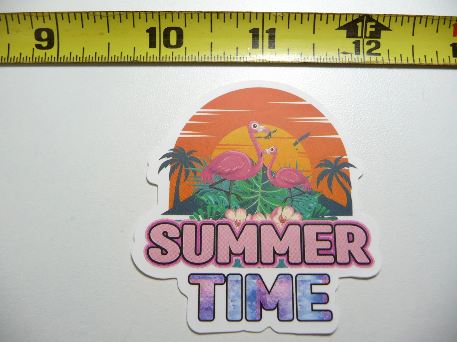 SUMMERTIME SUMMER TIME FLAMINGOS SUNSET SMALL STICKER DECAL VACATION TRIP