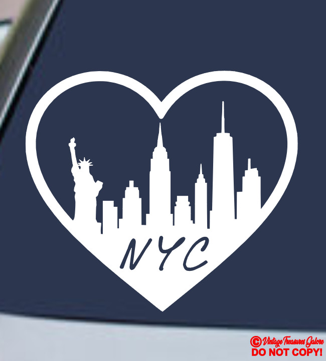 NEW YORK CITY HEART Vinyl Decal Sticker Car Window Bumper Statue of Liberty NYC