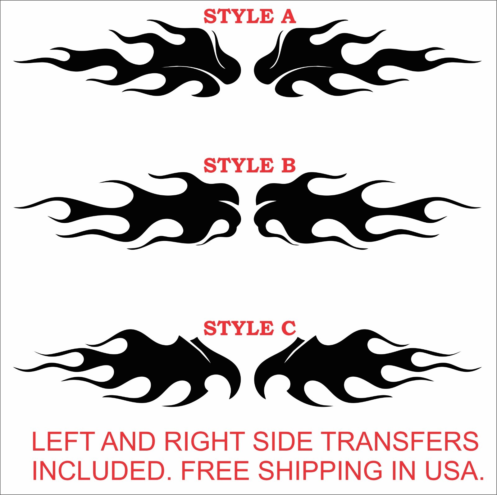 FLAME Vinyl Decal Car Sticker ENGINE FLAME FIRE DECAL 2 pc. (1 for each side)