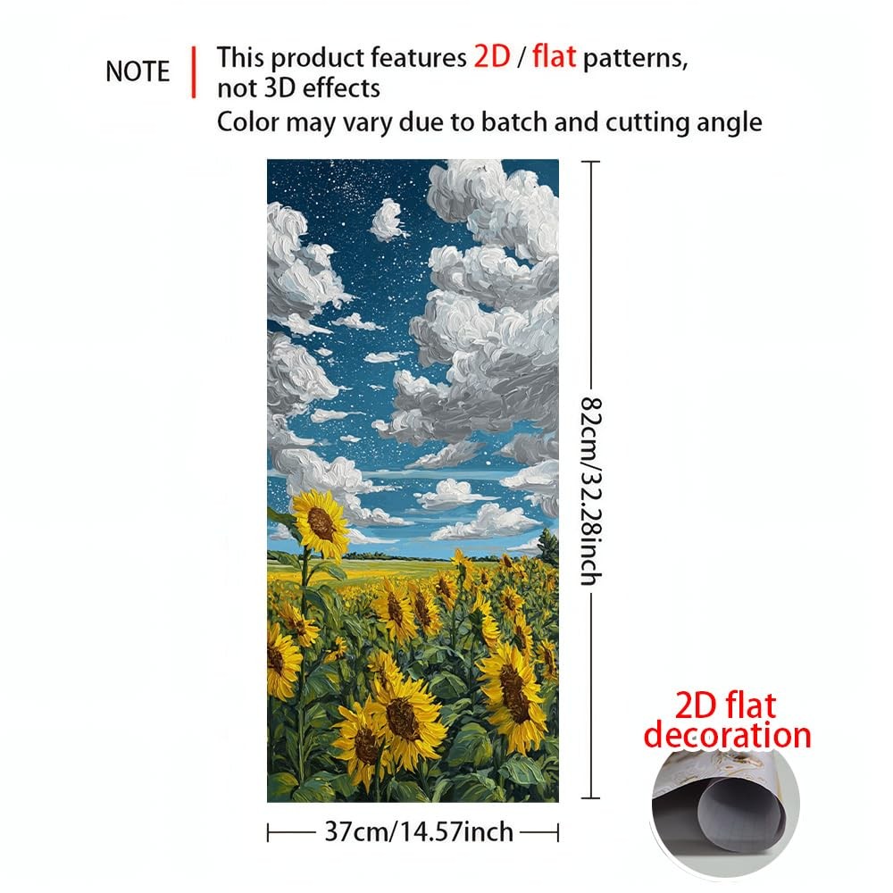 2 PC Trash Can Sticker 14.57 × 32.28 Inch Sunflower Floral Design Vinyl Stick…