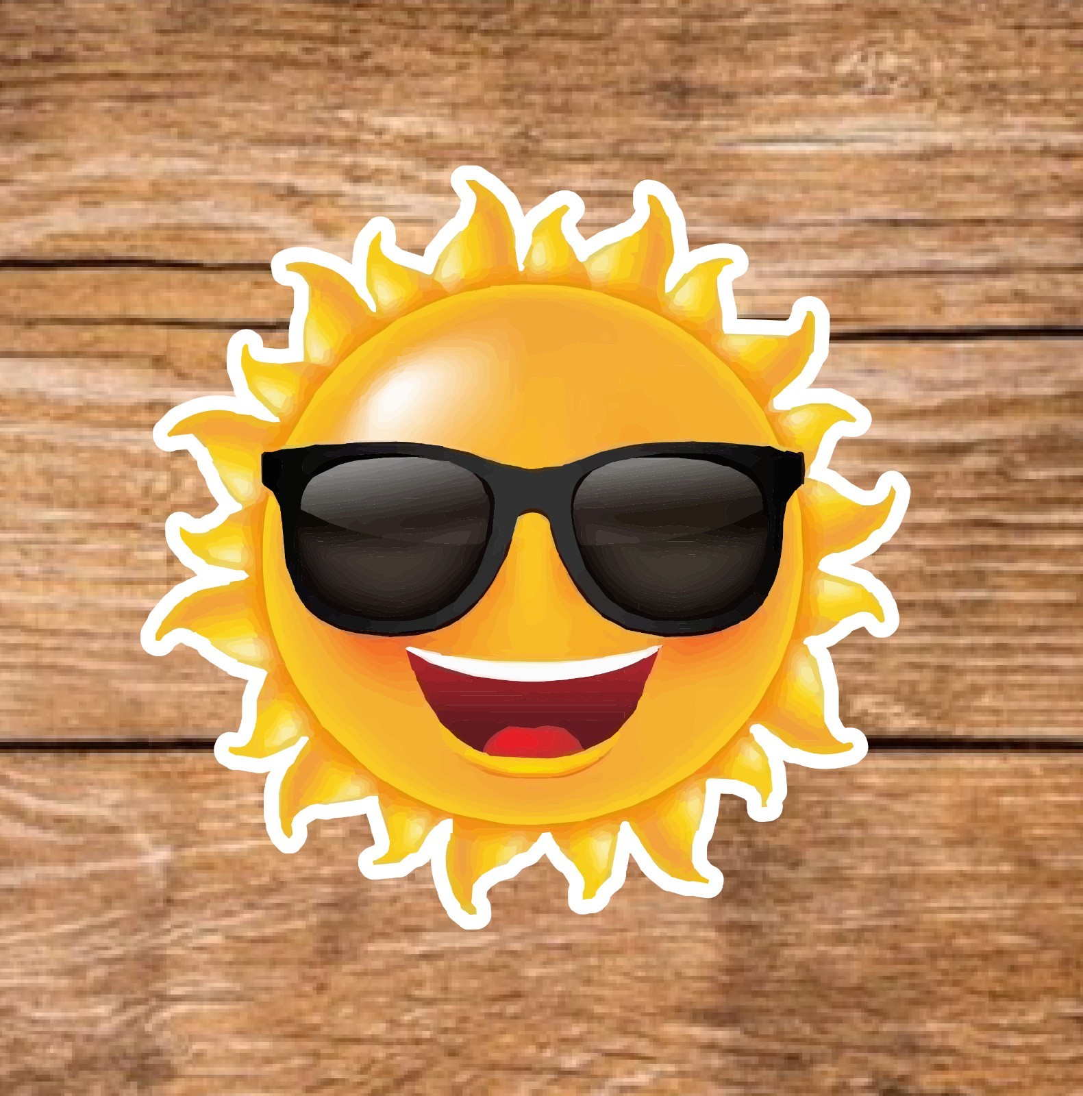 Sun – 2 Pages (20 Sticker Set) 2in, Waterproof, Glossy Finish Vinyl.