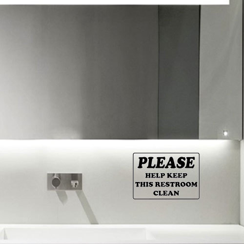 Wall Door Vinyl Decal Sticker – Help Keep Restroom Clean Sign Decal Label