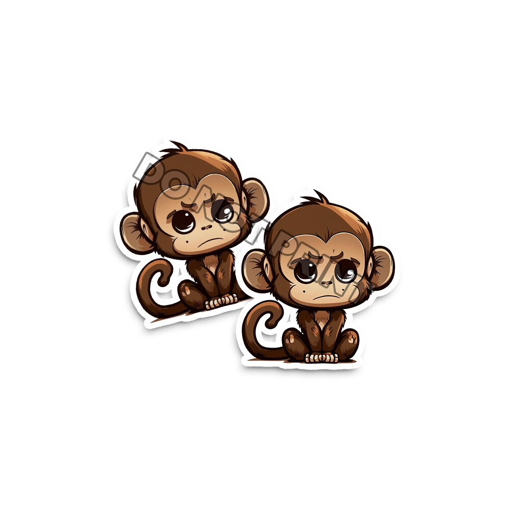Angry Baby Monkey Stickers Cute Adhesive Stickers Die Cut Decals M33032 Set of 2